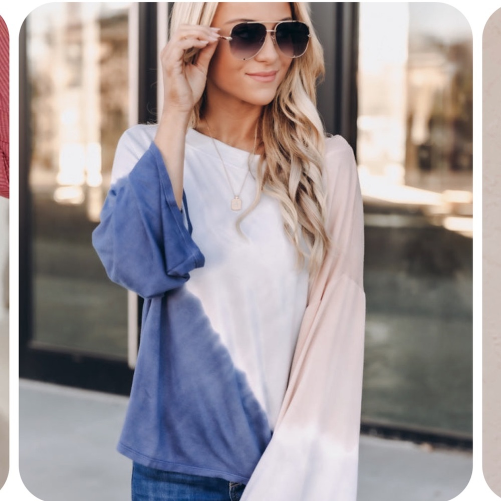 Enjoying Life Tie Dye Blue/Grey Blouse - Size Small